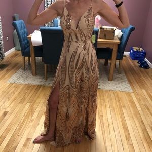 Windsor Champagne Rose Gold Sequined Gown